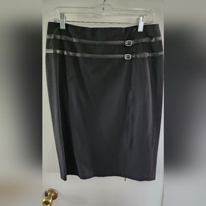 The Limited Stretch pencil skirt with Faux leather detailing